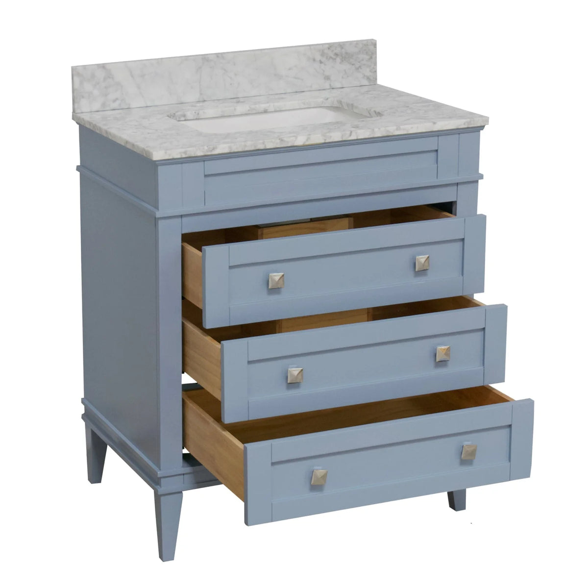 Eleanor 30" Bathroom Vanity with White Cabinet and Carrara Marble Top