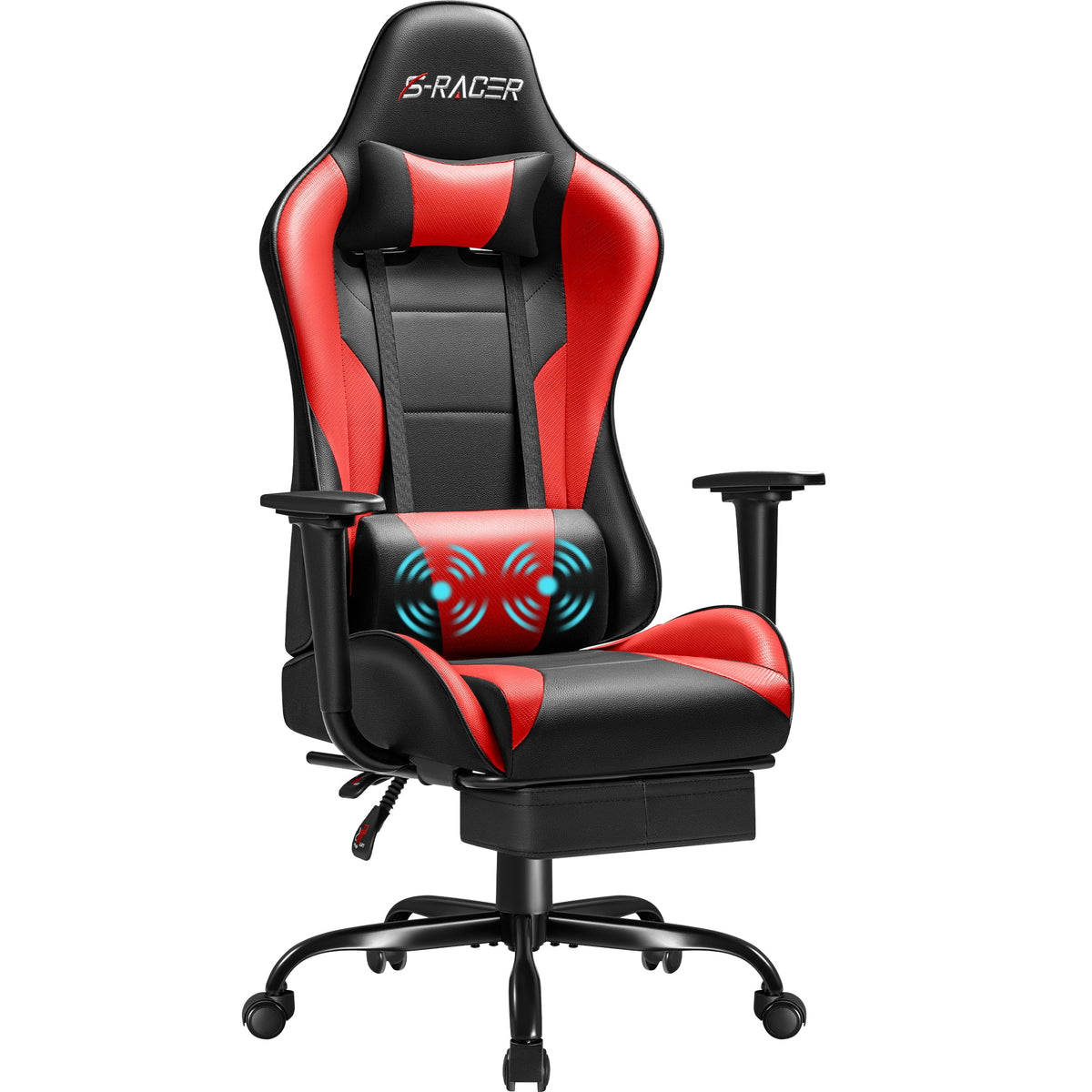 Homall Massage Gaming Chair Office Chair High Back PU Leather Chair with Footrest, Black
