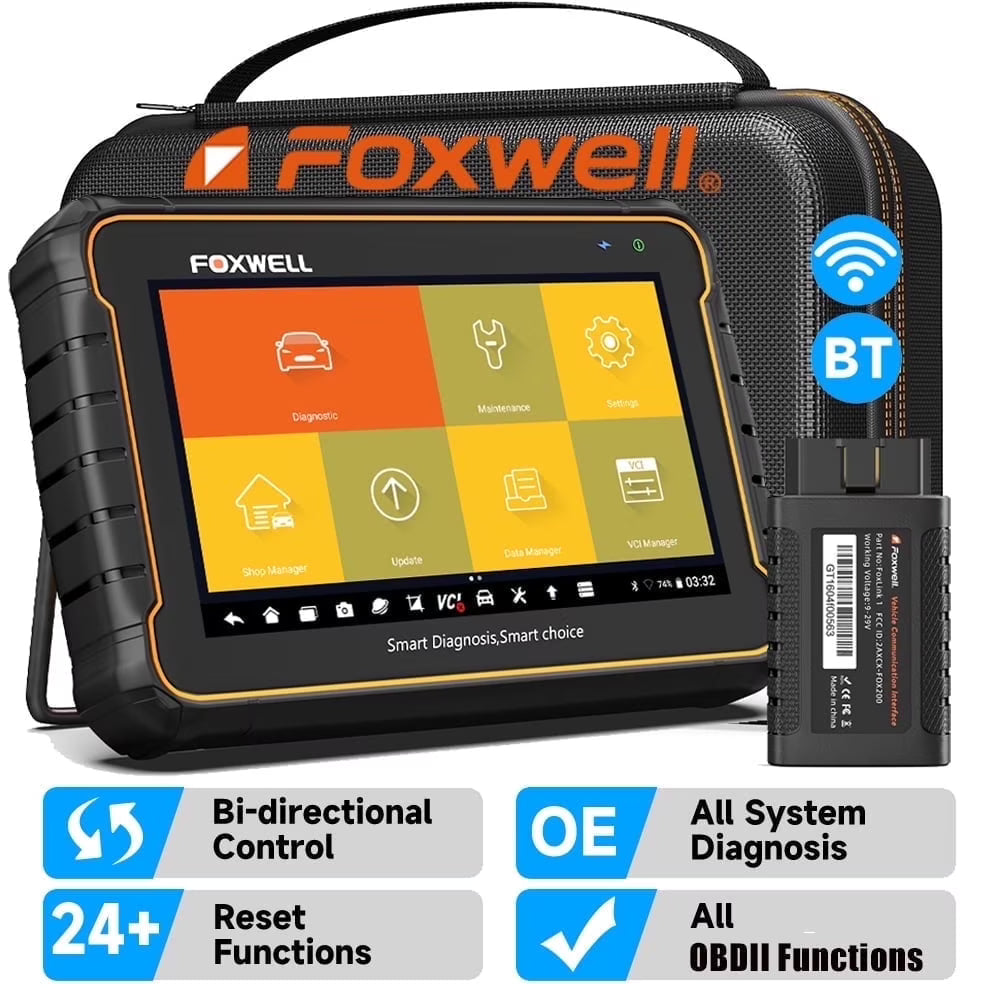 Foxwell GT60 Wireless Bluetooth Automotive Bi-directional Diagnostic Scanner Full System OBD2 Scanner Code Reader, Vehicle Analyzer with Bag