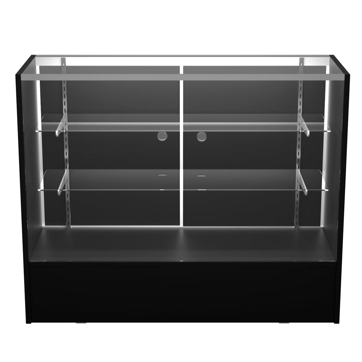 48" W x 38" H x 18" D - full vision display showcase