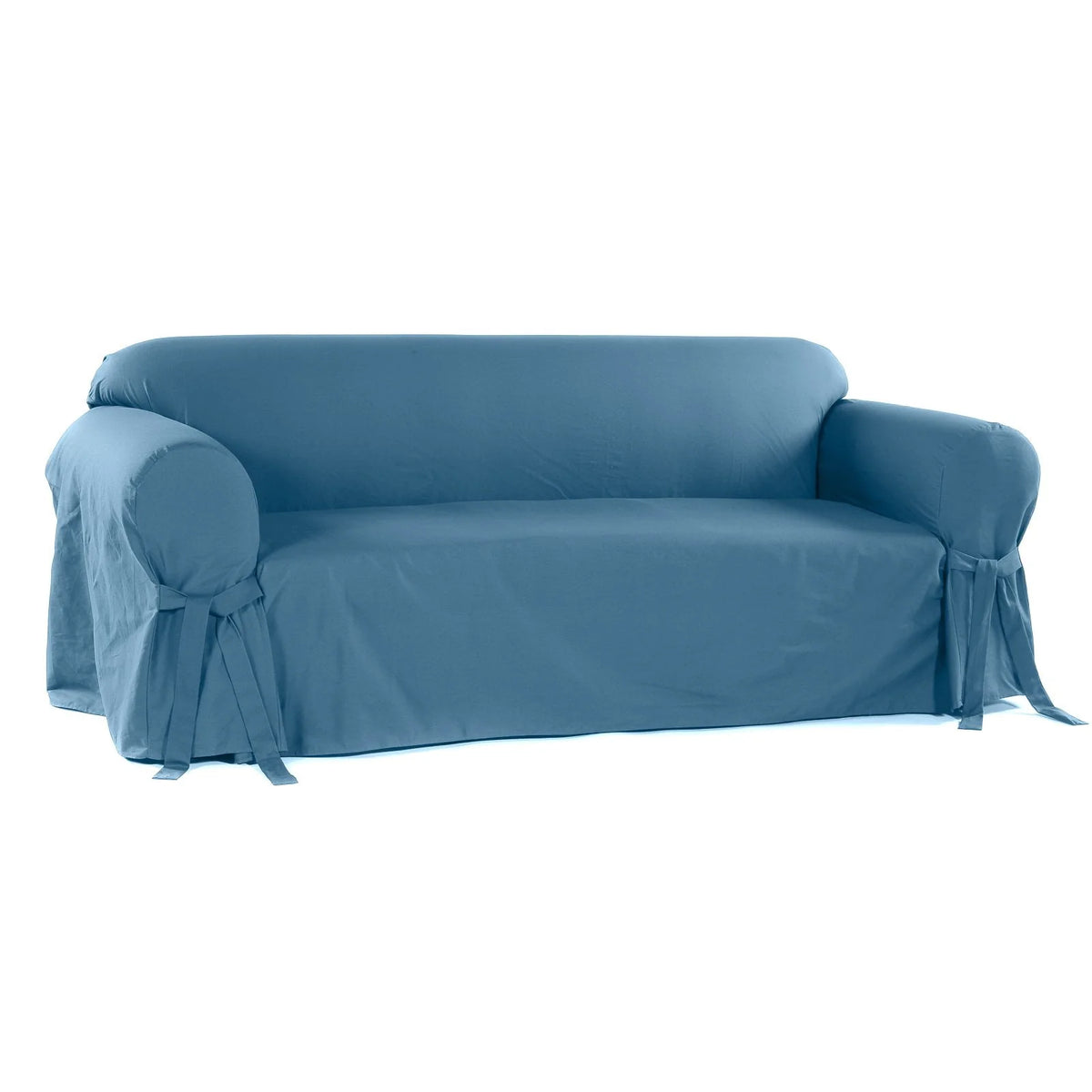 Classic Slip Covers 1-Piece Cotton Sofa Slipcover With Bowties