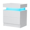 Hommpa Modern LED Nightstand with 2 Drawers High Gloss Led Light Bedside Table Storage White Night Table with Lights End Side Table with Drawer for Bedroom 20.5" Tall