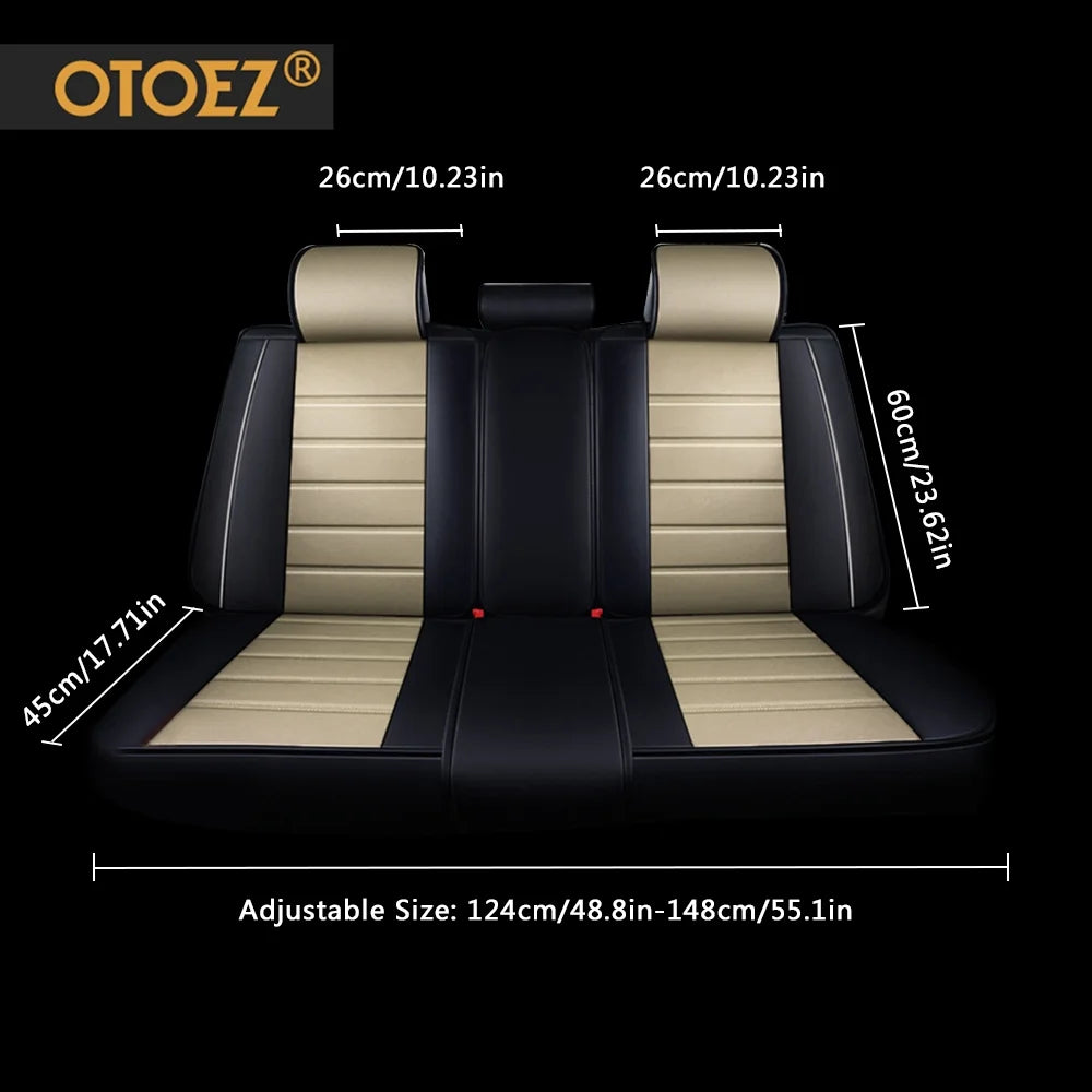 OTOEZ Leather Car Seat Cover Universal 5 Seats Full Set Front Rear Seat Protector