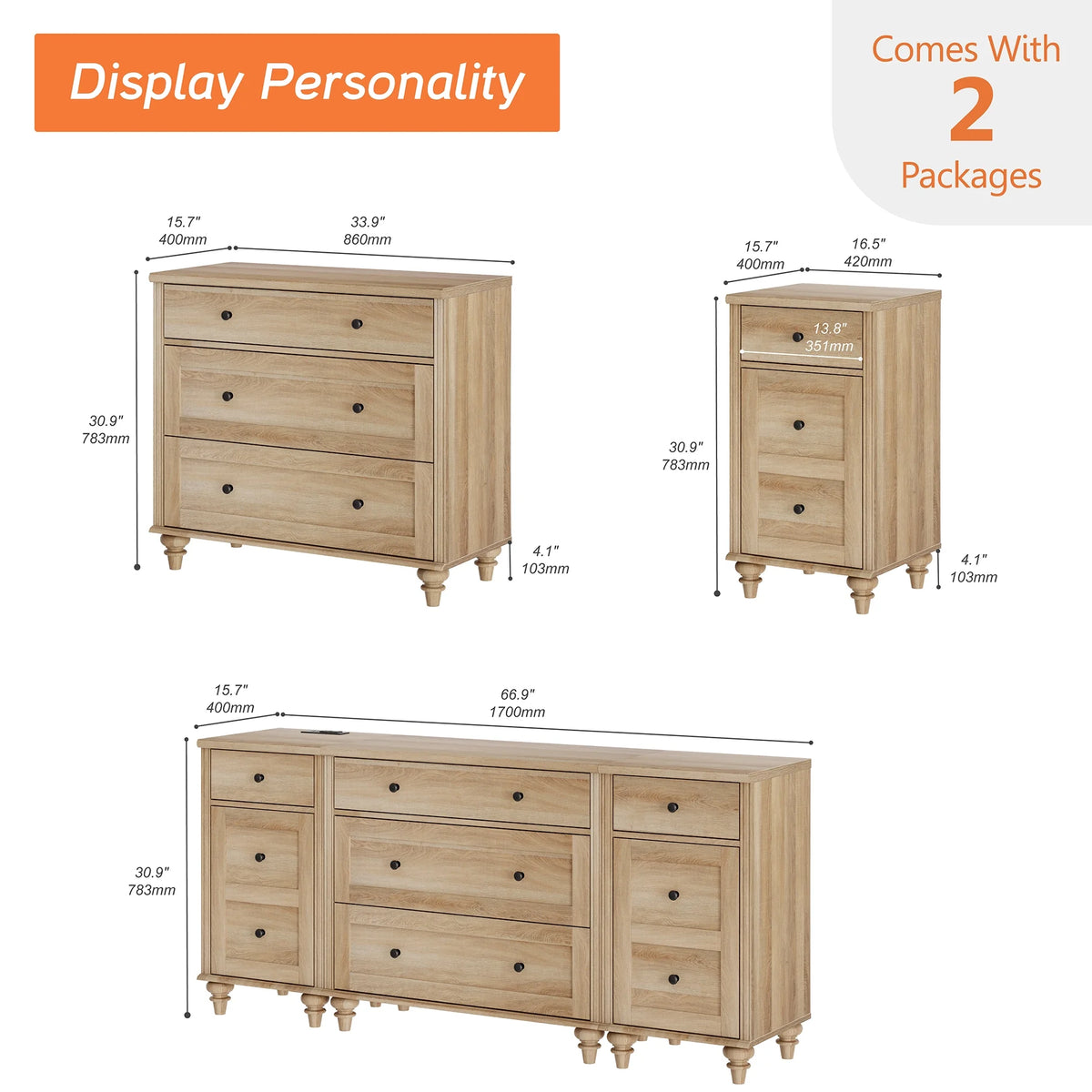 Oak 6 Dresser for Living Room