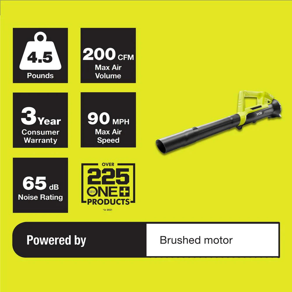 ONE+ 18V 90 MPH 200 CFM Cordless Battery Leaf Blower/Sweeper (Tool Only)