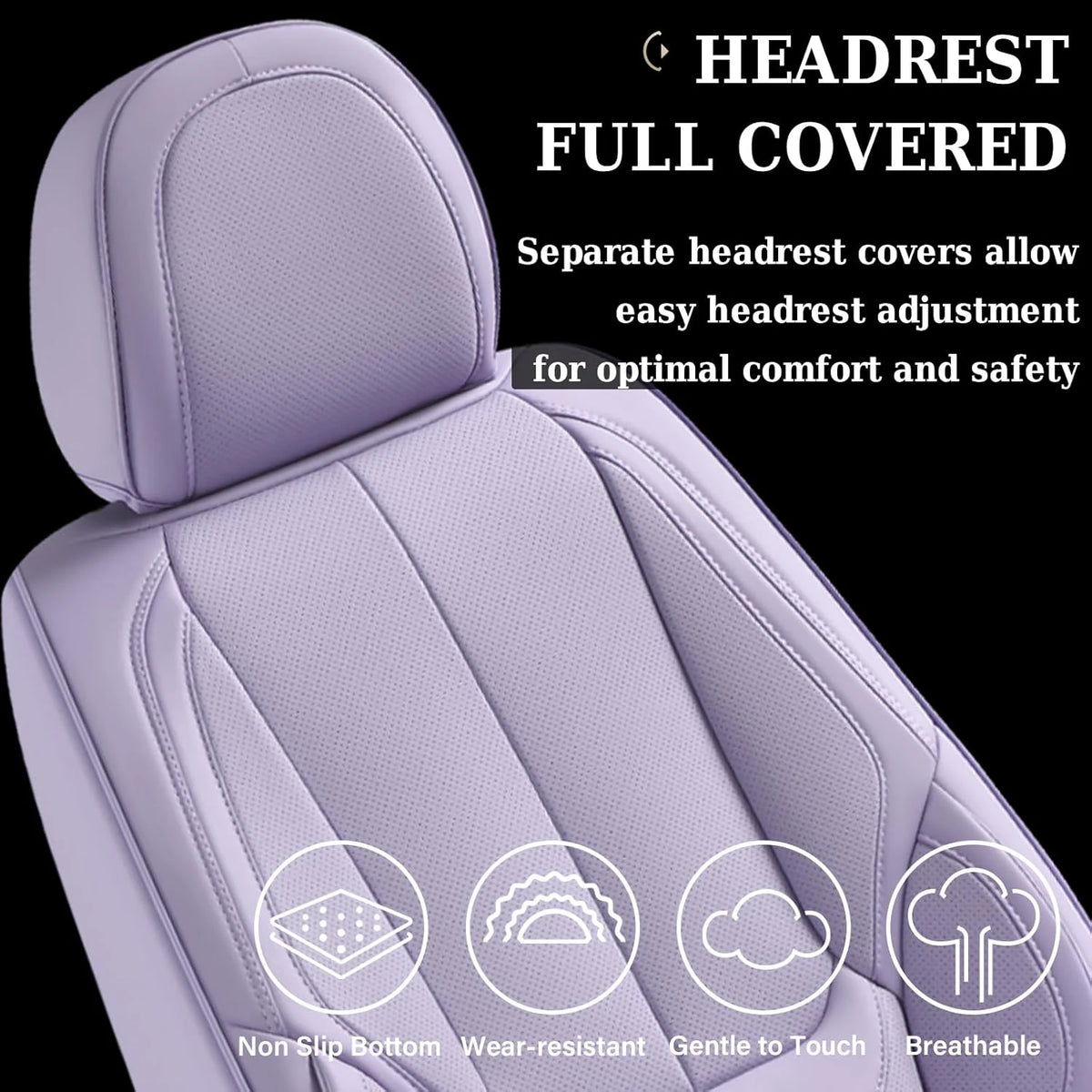 Coverado Black Front Car Seat Covers, Stylish Waterproof Premium Leather Automotive Seat Protectors, Airbag Compatible Auto Interior Accessories Universal Fit for Most Cars SUV Pick-up Trucks