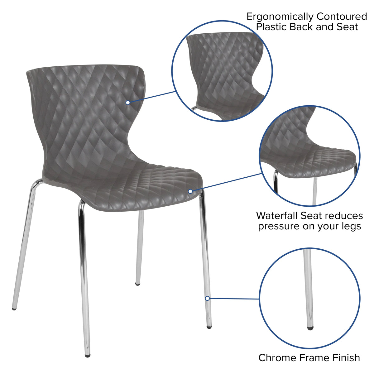 BizChair 4 Pack Contemporary Design Orange Plastic Stack Chair
