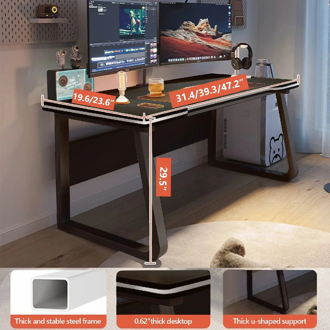Gaming Desk Computer Writing Table Student Art Modren Simple Style PC Wood Suitable for Home, Office.