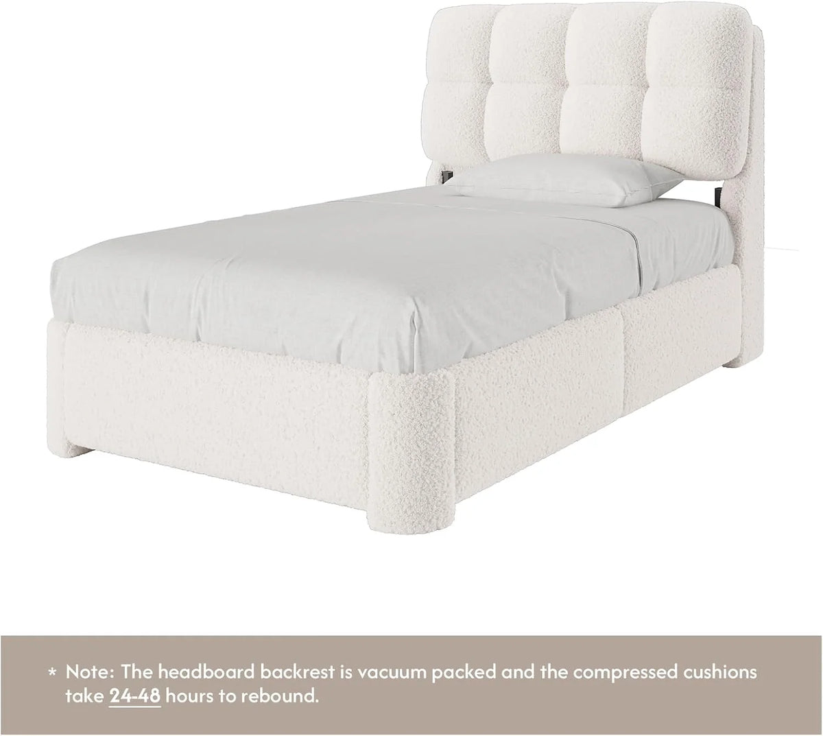 Upholstered Bed Frame Queen Size with Headboard, Modern Soft Cloud Queen Platform Bed for Bedroom, No Box Spring Needed, White