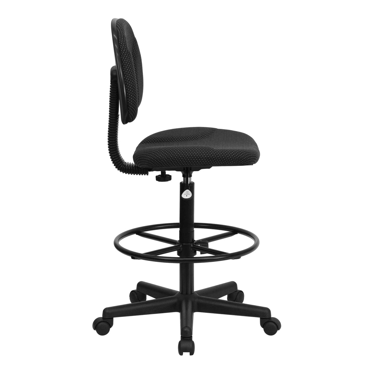 Emma  Oliver Black Fabric Drafting Chair (Cylinders: 22.5"-27"H, 26"-30.5"H)