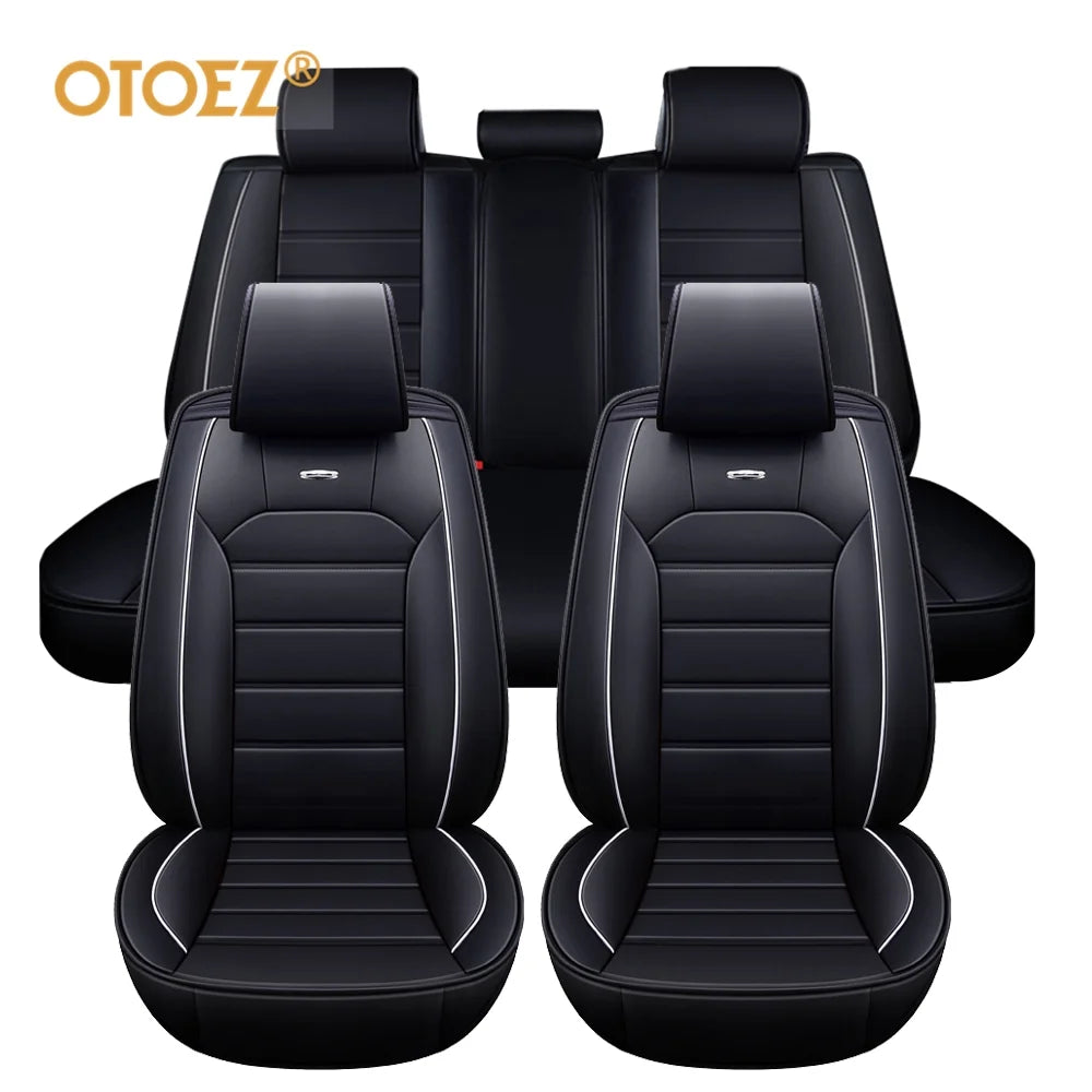 OTOEZ Leather Car Seat Cover Universal 5 Seats Full Set Front Rear Seat Protector