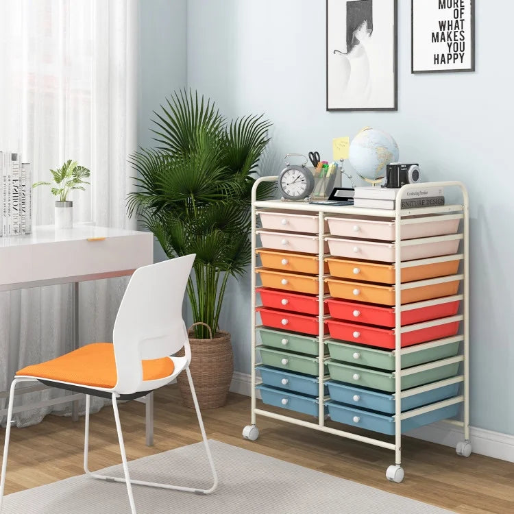 20 Drawers Rolling Storage Cart Studio Organizer