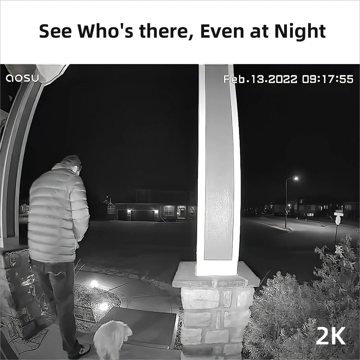 AOSU 2K Wireless Doorbell Camera with Chime, No Monthly Fee, 180-Day Battery Life, Wi-Fi Video Doorbell with PIR Motion Detection, IR Night Vision, 2-Way Audio, Work with Alexa & Google Assistant