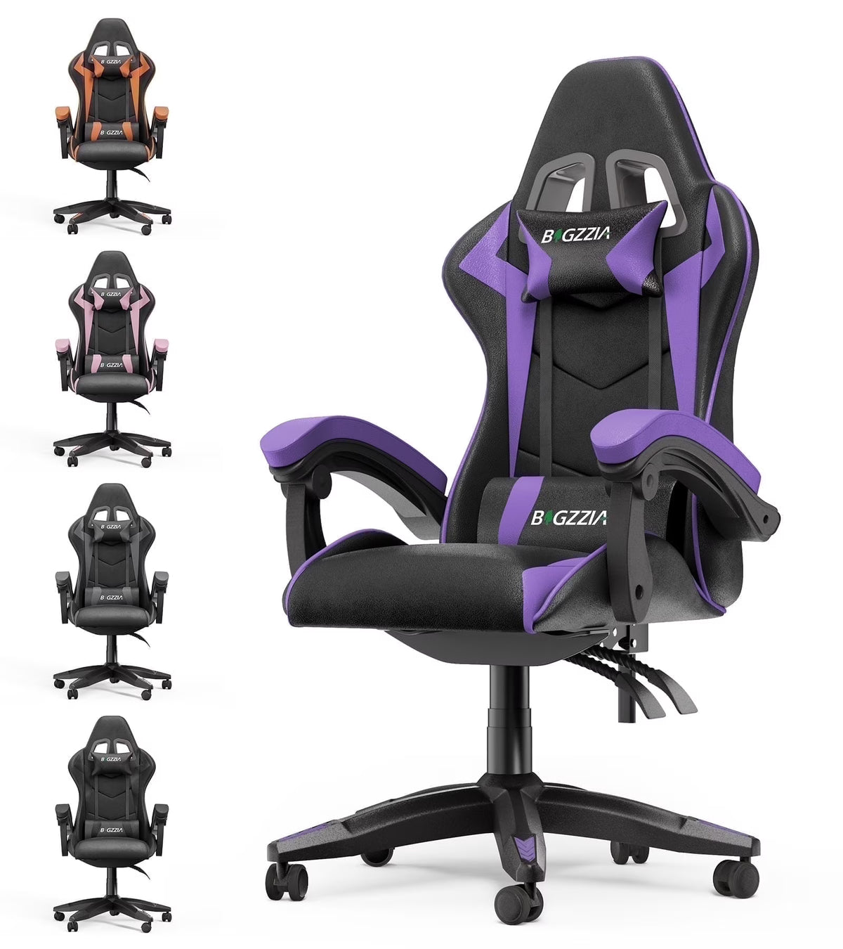 Bigzzia Gaming Chair with Footrest, Gaming Chair for Adult with Headrest and Lumbar Support,Red