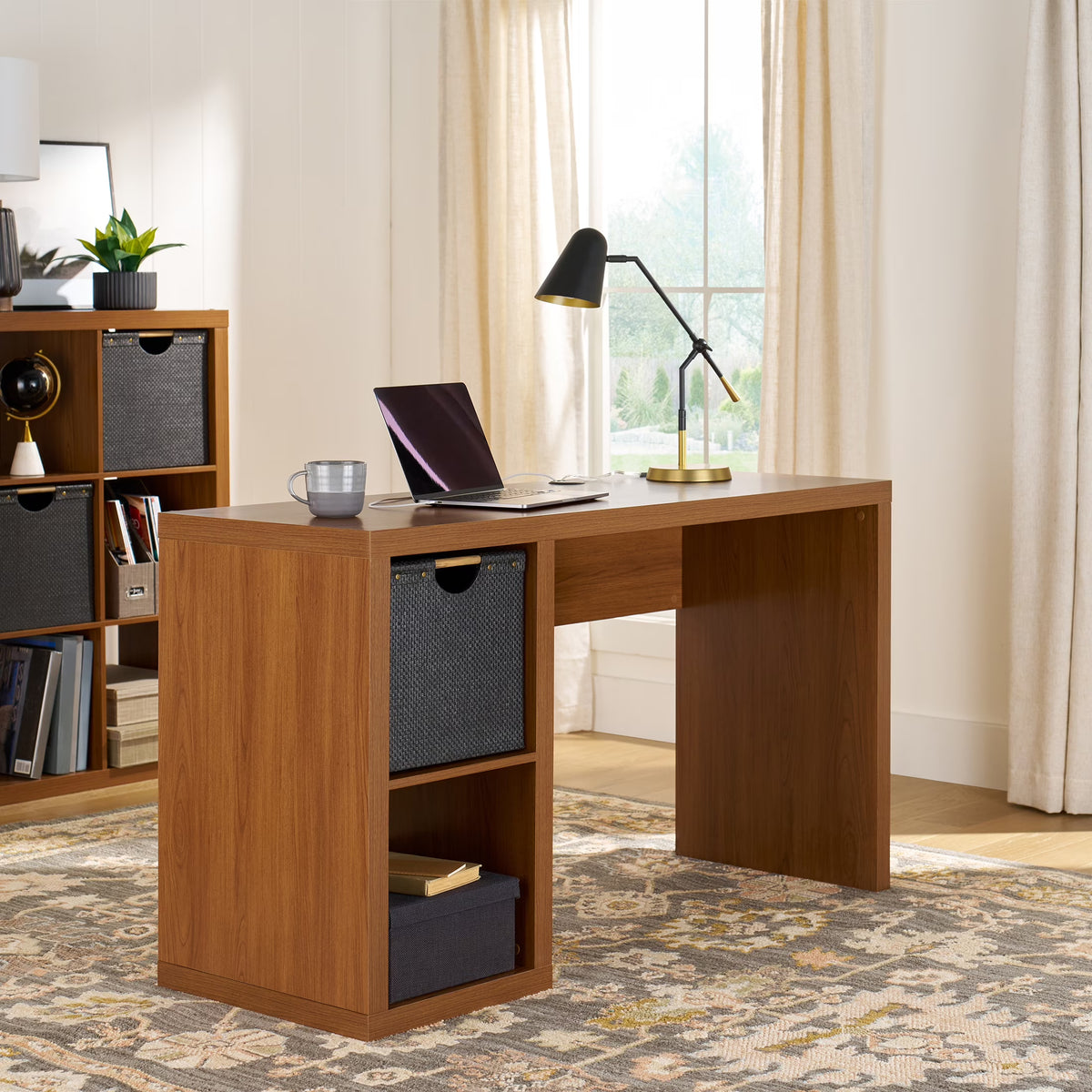 Better Homes & Gardens Cube Storage Office Desk, White Texture