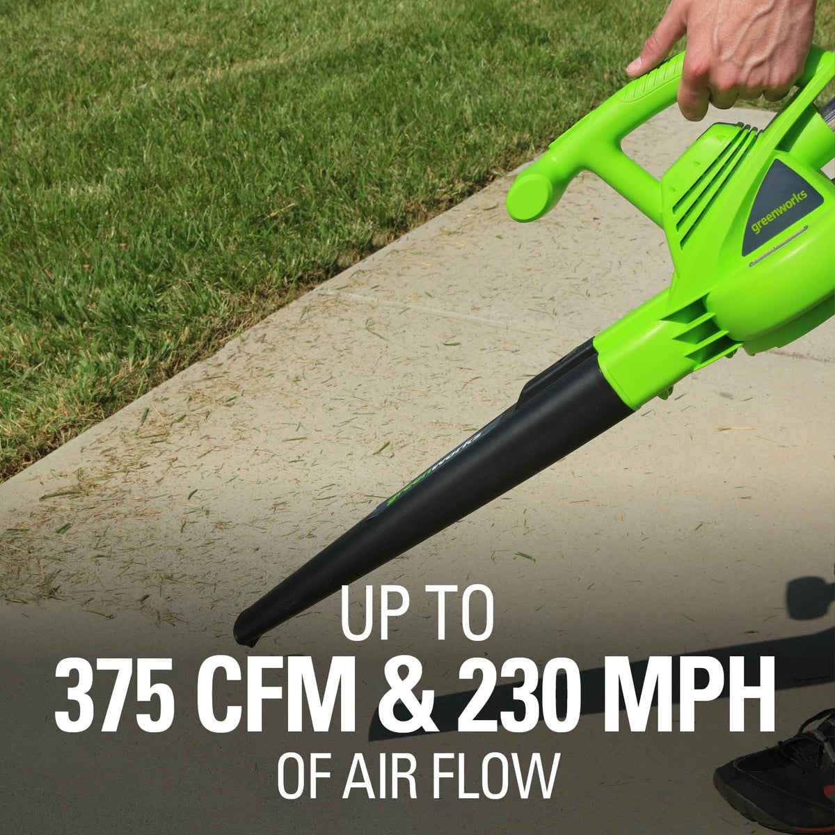 Greenworks 12 Amp 375 CFM Corded Electric Leaf Blower/Mulcher/Vacuum, 24022