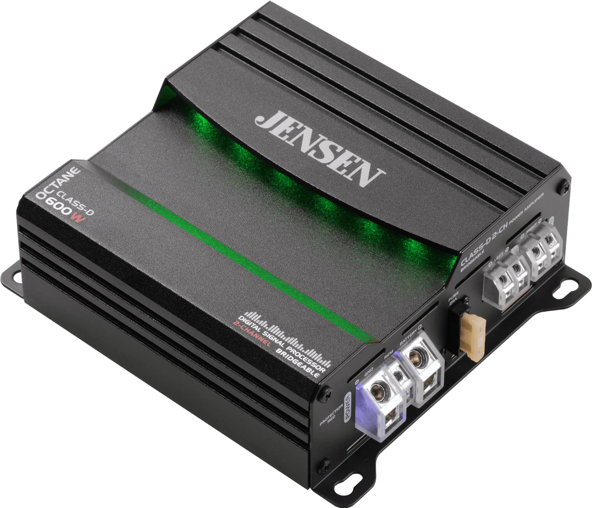 JENSEN XDA92RB Class D 2 Channel Bridgeable Amplifier with 80 Watts x 2 RMS, 600 Watts