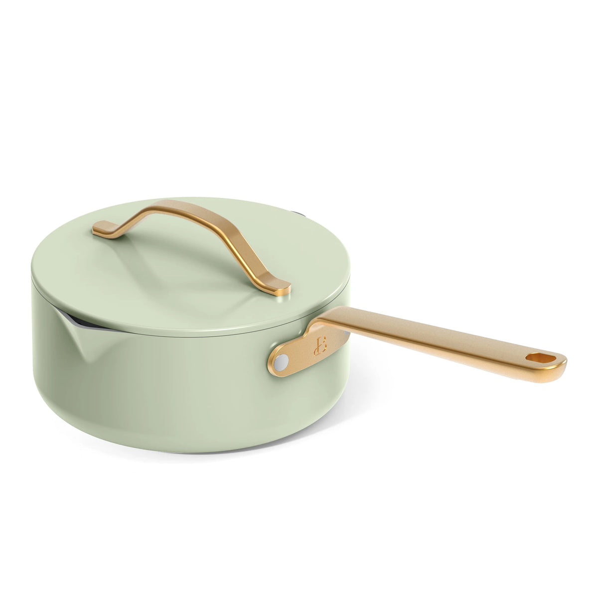 Beautiful 12pc Ceramic Non-Stick Cookware Set with Strainer Lids, White Icing by Drew Barrymore