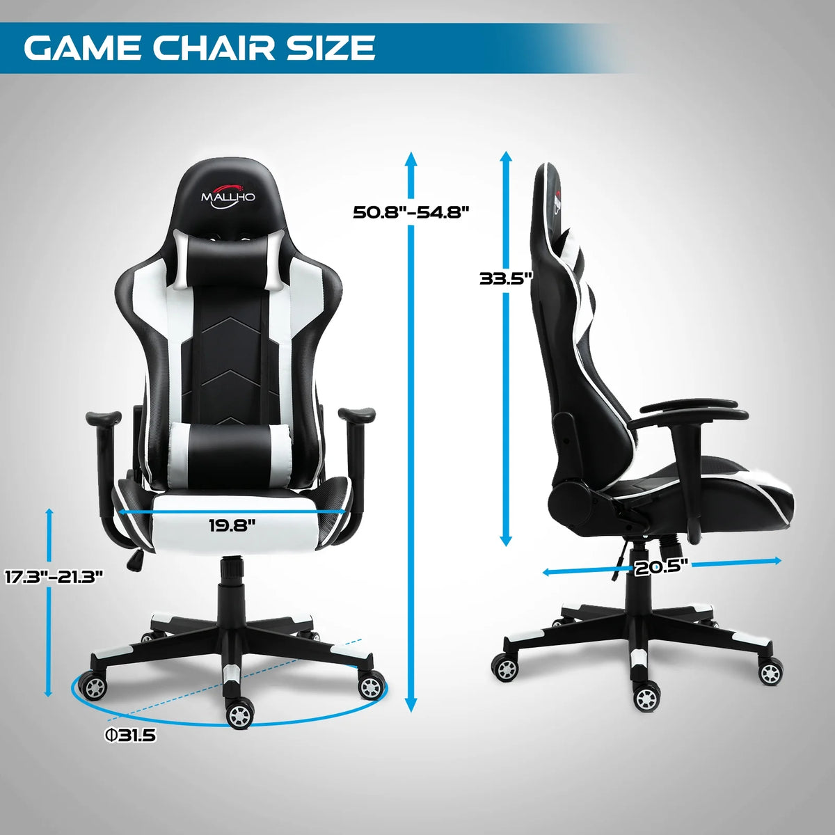 Polar Aurora Gaming Chair Computer Racing Style Video Chairs with Headrest Lumbar Support