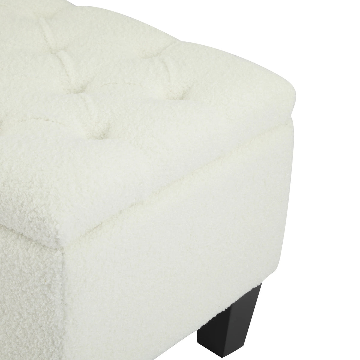 Furniliving Modern Upholstered Button Tufted Storage Ottoman Entryway Bench, Ivory