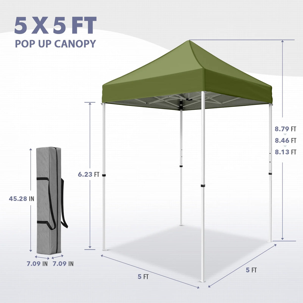 INTER HUT 5x5 Outdoor Pop up Canopy Gazebo, Instant Easy Set up Outdoor Canopy Commercial Fair Shelter, Beige