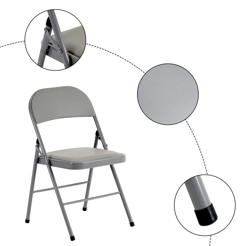 Gundir 6pcs Elegant Foldable Iron & PVC Chairs for Convention & Exhibition Gray