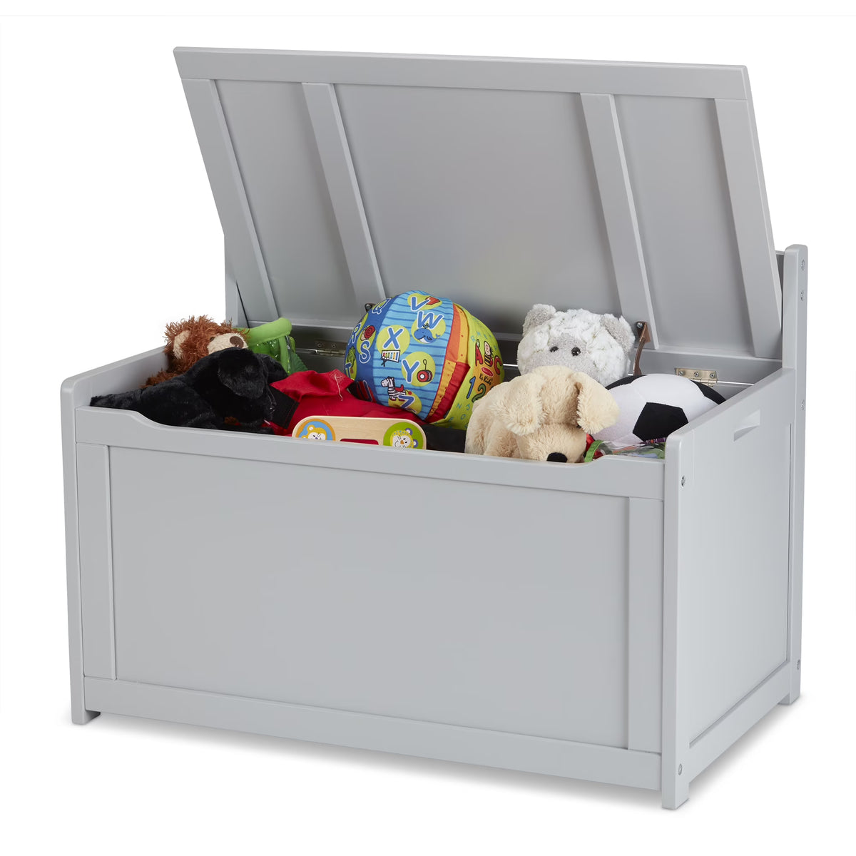 Melissa & Doug Wooden Toy Chest, Toy Storage Box (Gray) with Hinged-Lid, Playroom Furniture for Kids Ages 3+ [Wood]