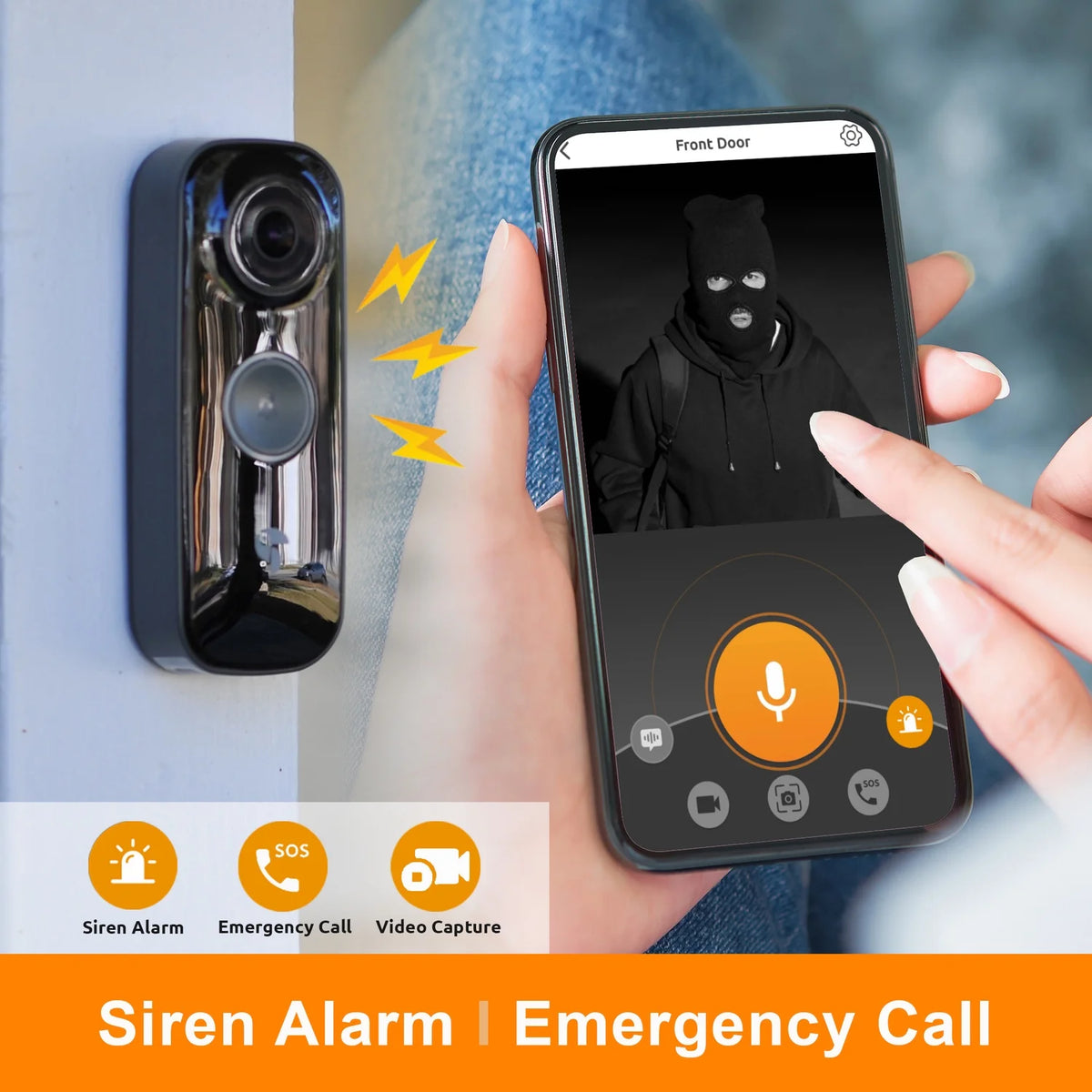 Toucan Wi-Fi and Wire-Free 2K QHD Video Doorbell PRO with Wireless Doorbell Chime, TVDP05GR