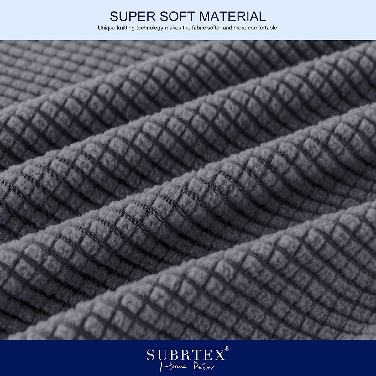 Subrtex 3-Piece High Spandex Textured Grid Sofa Slipcover, Separate Cushion Cover(Gray, Loveseat)