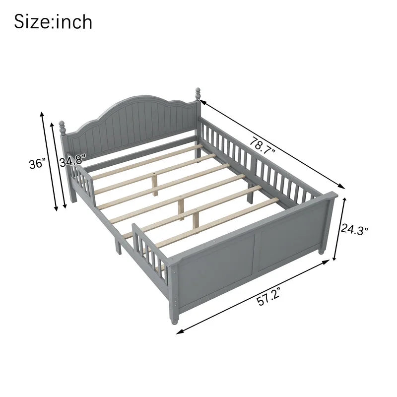 Duxelifin Wood Twin Bed Frame with Rails, Twin Size Low Platform Bed with Headboard and Footboard, Low Twin Bed Frame for Girls & Boys, White