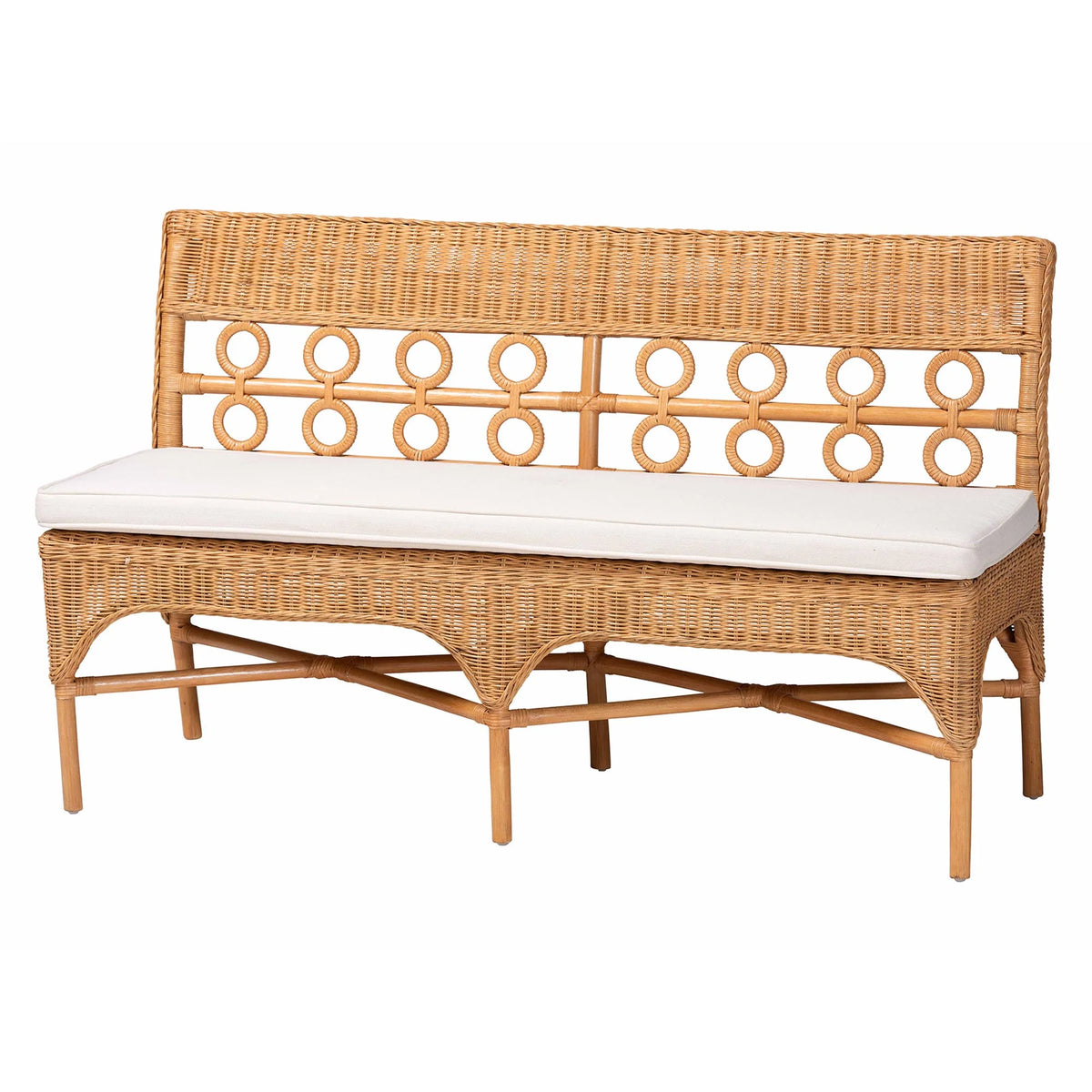 bali & pari Oxford Boho Dining Bench, Light Honey