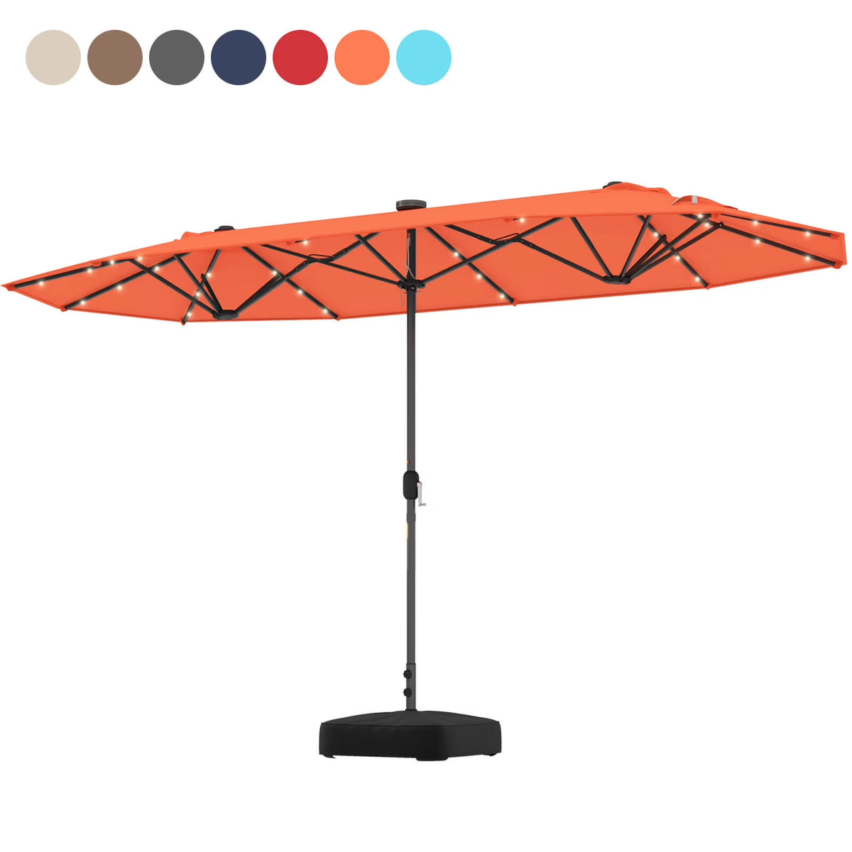 Costway 13ft Beige Rectangle Double-sided Patio Umbrella, Crank Lift