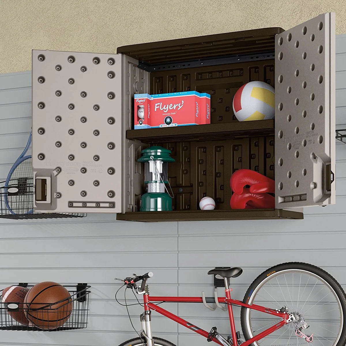 Suncast 2-Shelf Resin Base Cabinet, Platinum Metallic
