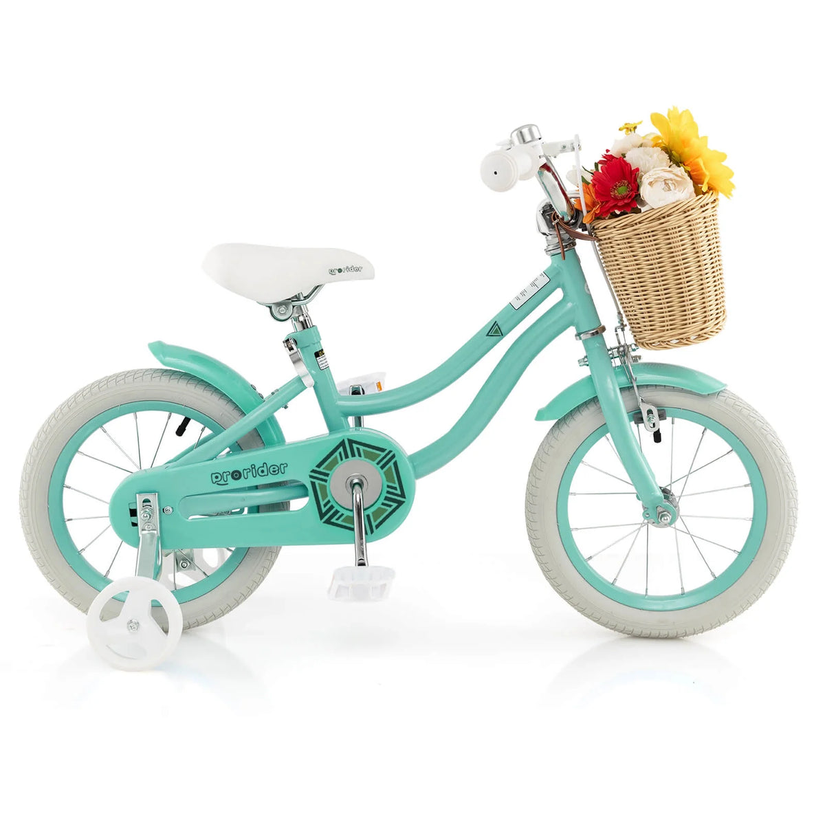 Prorider 16" Kid’s Bike with Training Wheels Adjustable Handlebar Seat Handbrake Pink