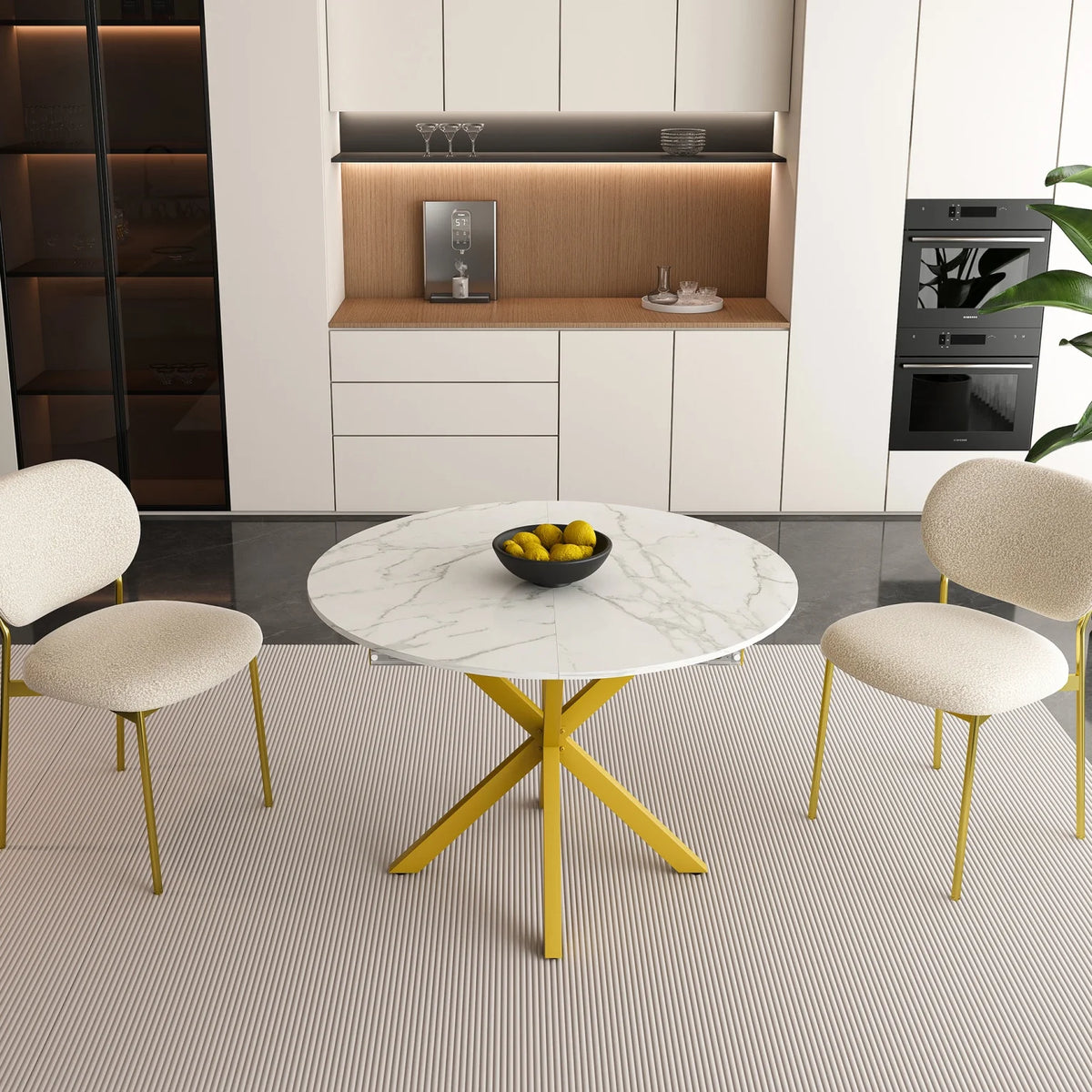 42"-59" Extendable Dining Table, Farmhouse Oval Kitchen Table with Removable Leaves and Metal Legs Support for Living Room, Walnut