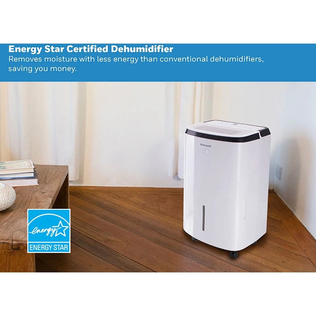 Honeywel 20 pt 1,500 sq ft Dehumidifier in White - Energy Efficient, Adjustable Humistat