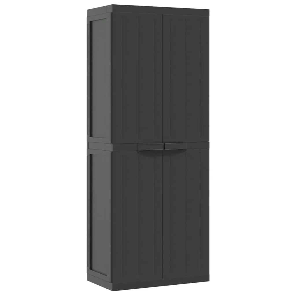 vidaXL Outdoor Storage Cabinet Black 25.6"x14.6"x33.5" PP