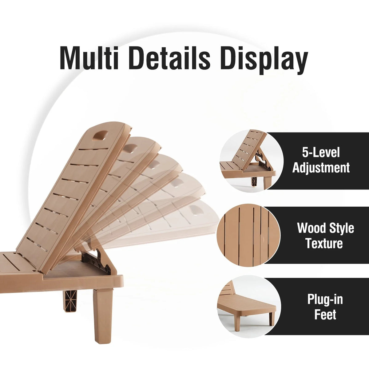 Techmilly Oversized Outdoor Chairse Lounge Chair，Extra Widen Chaise with Cup