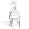 Topbuy Vanity Mirror Dressing Table Simple Style Beauty Dresser w/ Cushioned Bench Black