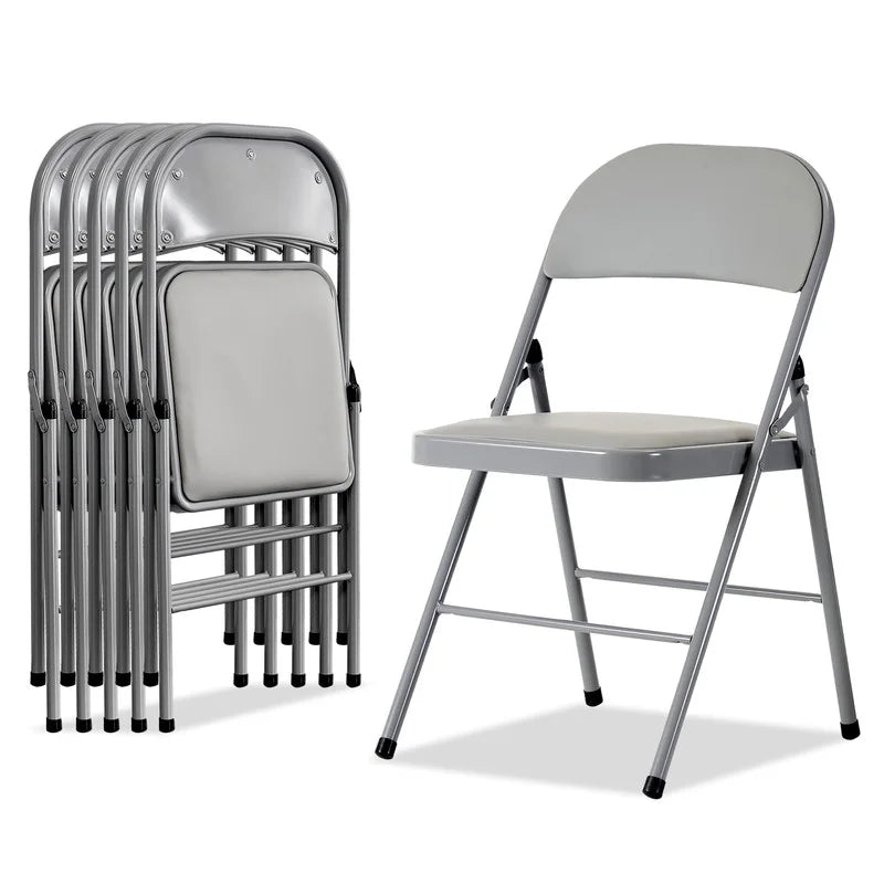 Gundir 6pcs Elegant Foldable Iron & PVC Chairs for Convention & Exhibition Gray