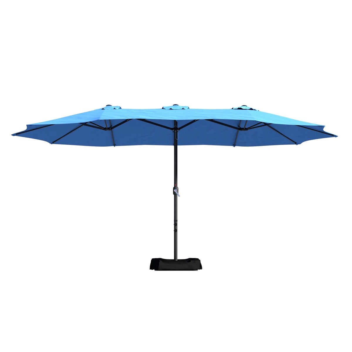 Mondawe 15ft Patio Umbrella Rectangular Outdoor Market Umbrella with Base and LED Lights Beige