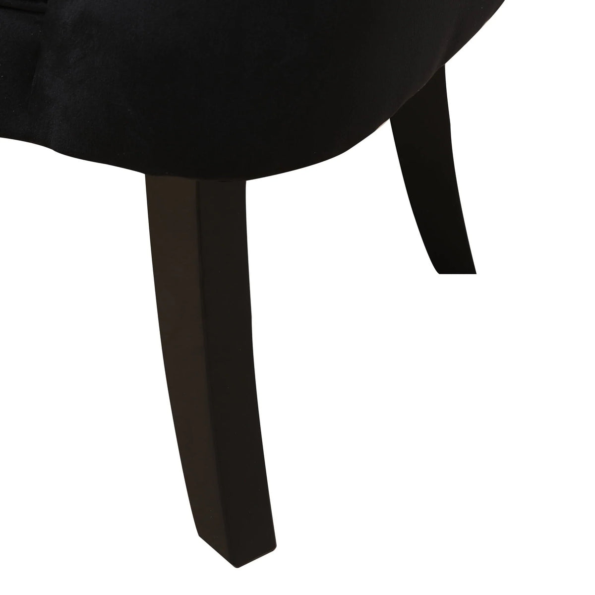Modern Velvet Dining Chair with Solid Wood Legs, Tufted Vanity Chairs with Back, Accent Chair with Wood Frame, Single Sofa Chair for Bedroom, Living Room, Office, Study Room, Black
