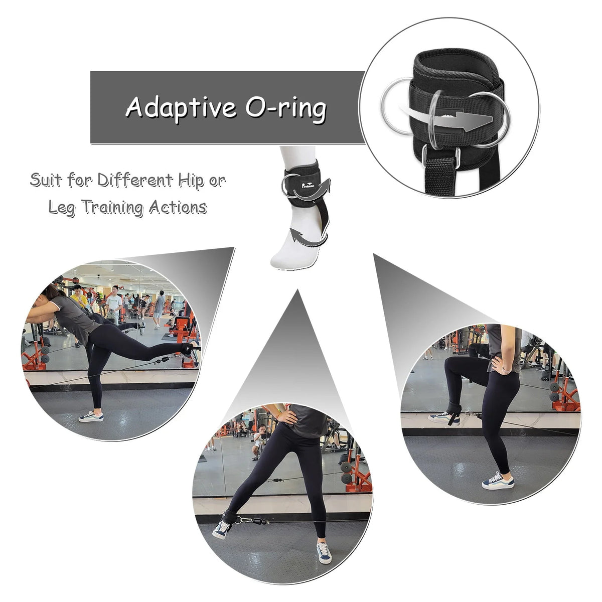 Prebene Ankle Strap for Cable Machines, Adaptive O-ring for Glute & Leg Workouts, Adjustable Ankle Cuffs for Kickbacks, Hip Abductors, Leg Extensions, Lower Body Exercises, Fit Women & Men
