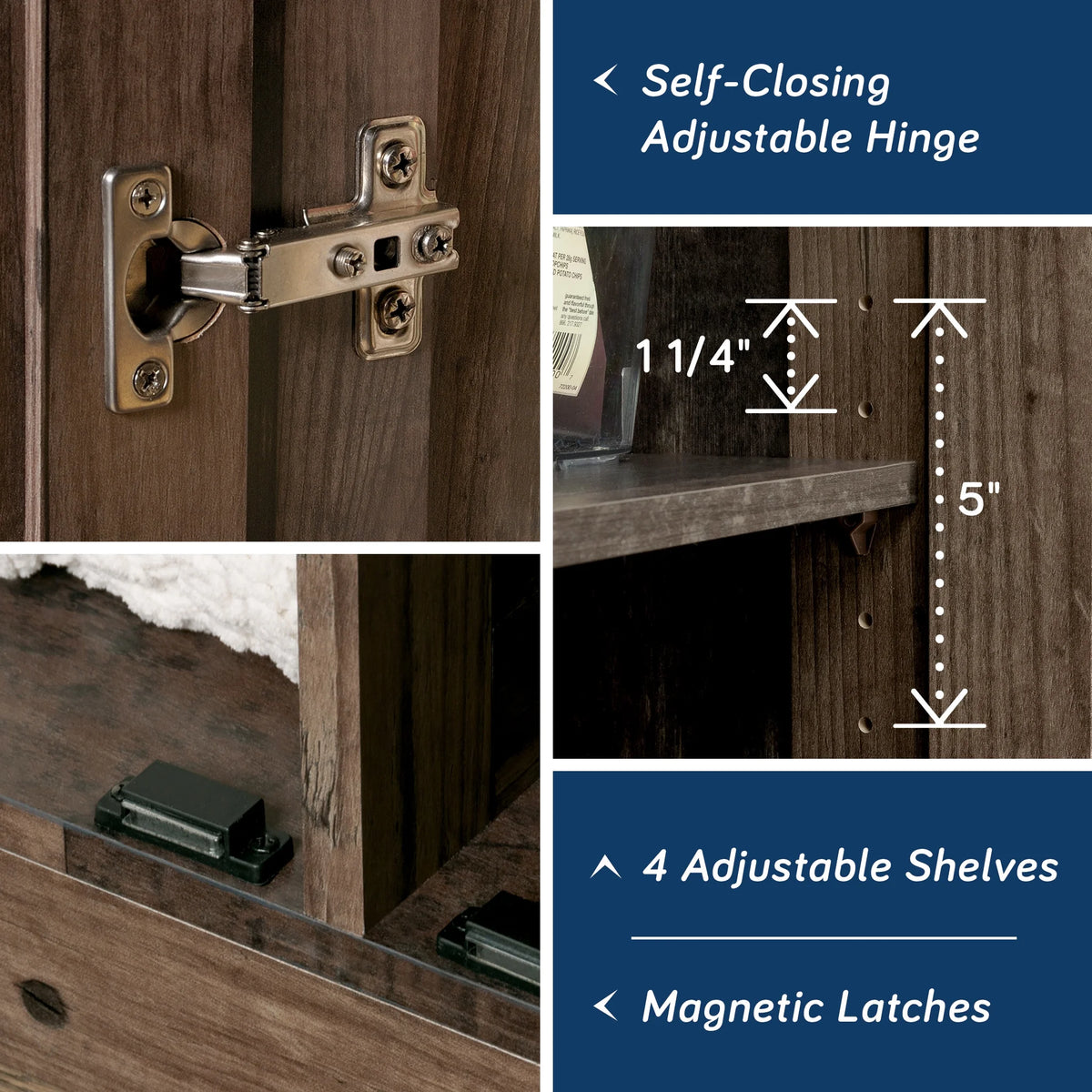 Sauder Select 2 Door Storage Cabinet, Reclaimed Pine Finish