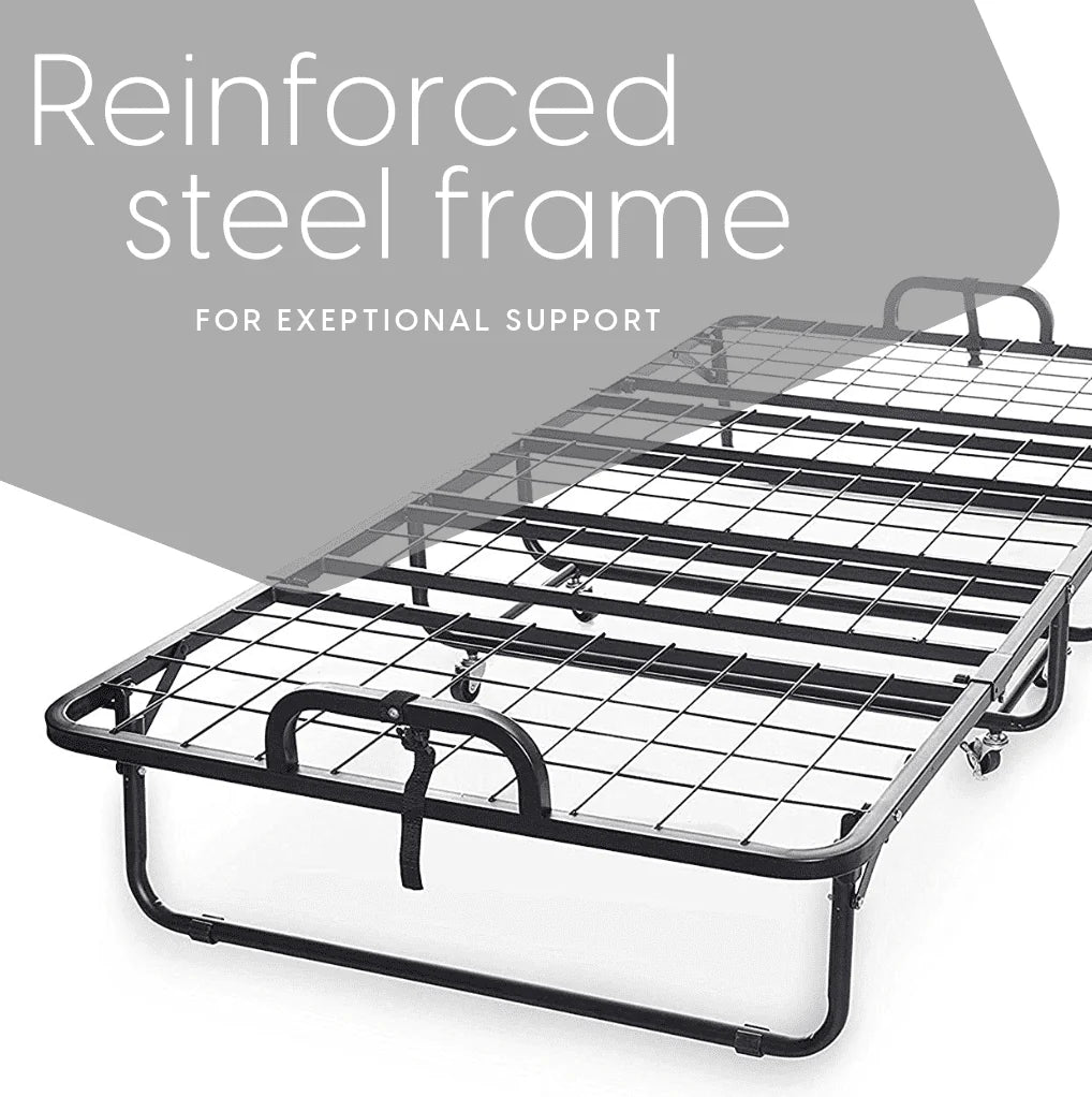 Milliard Diplomat Folding Bed with Luxurious Memory Foam Mattress and Super Strong Sturdy Frame, Cot Size, 75" x 31"