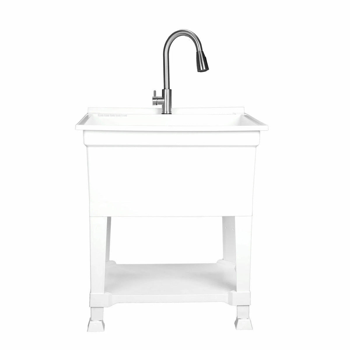 Open Box UTILITYSINKS Plastic 30�?Freestanding Utility Sink w/ Pull Faucet, Wht