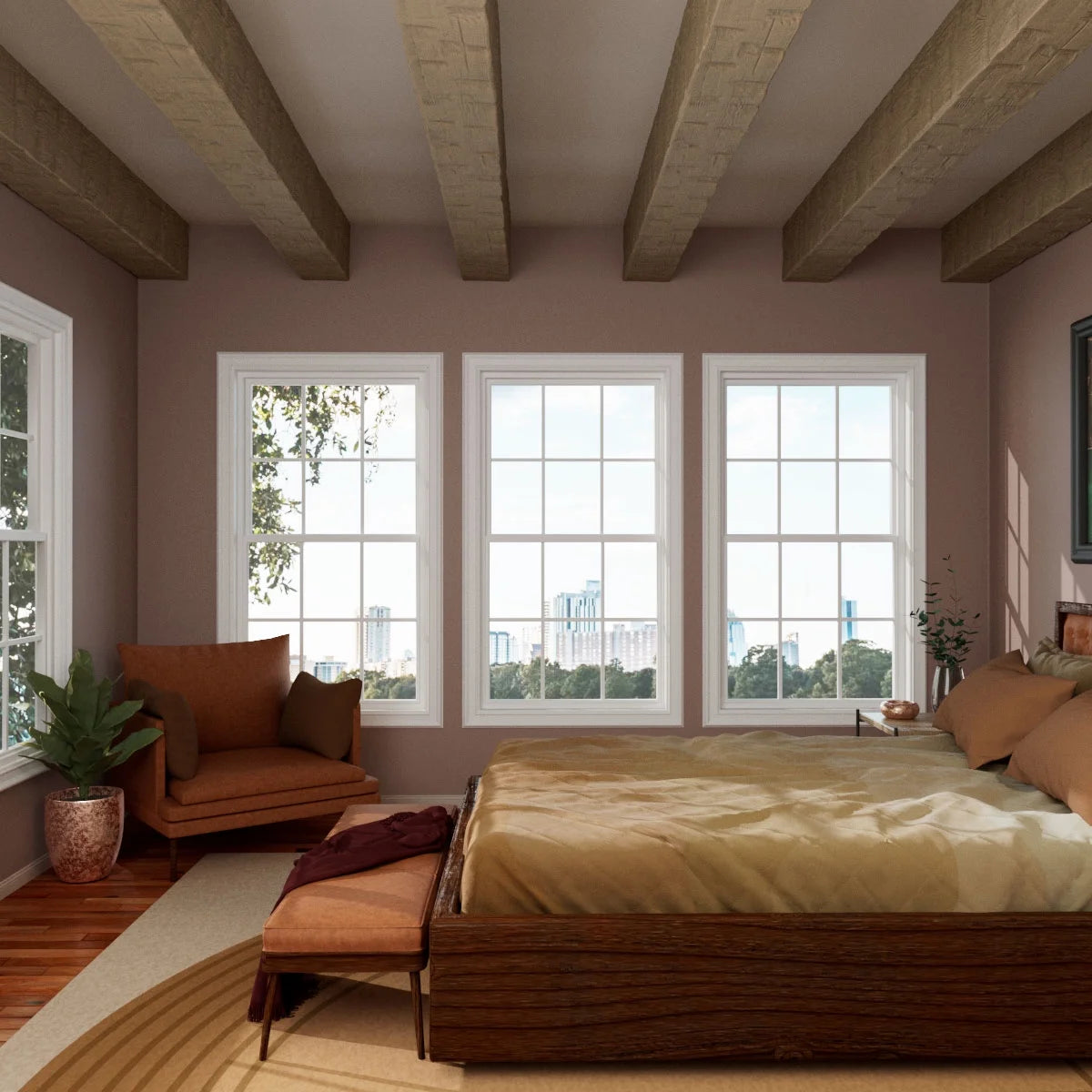 Ekena Millwork 3 1/2"W x 3 1/2"H x 120"L 3-Sided (U-Beam) Reclaimed Axed Cut HeritageTimber Faux Wood Ceiling Beam, Kona Brown