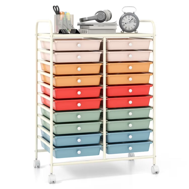 20 Drawers Rolling Storage Cart Studio Organizer