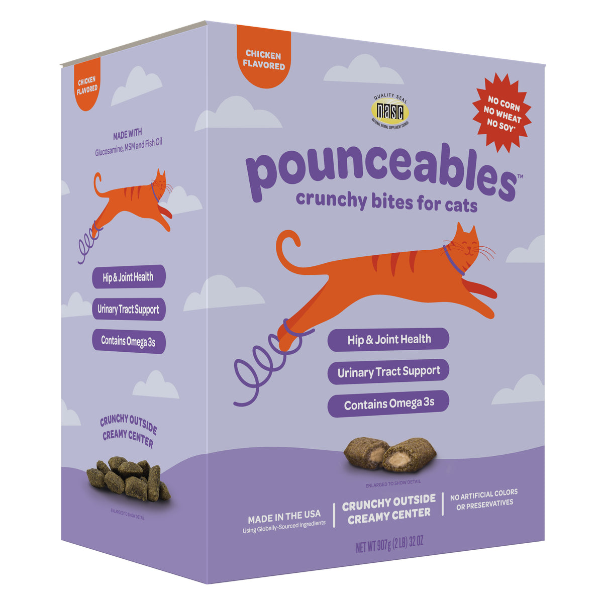 Pounceables Crunchy Bites for Cats, Chicken Flavor, 32oz