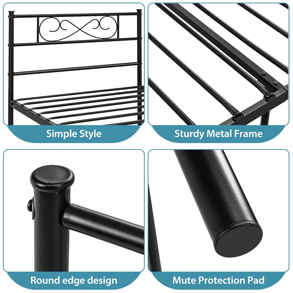 Lusimo Twin Bed Frame with Headboard Black 12 inch Metal Platform Bed Frame No Box Spring Needed Twin Size Easy Assembly